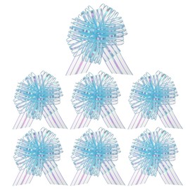 6 PCS Large Organza Pull Bows,6 Inches Pull Bows for Gift Wrapping,Birthday Gift Wedding Ribbon Bows for Wrapping Boxes or Flower Decorations (Light Blue)