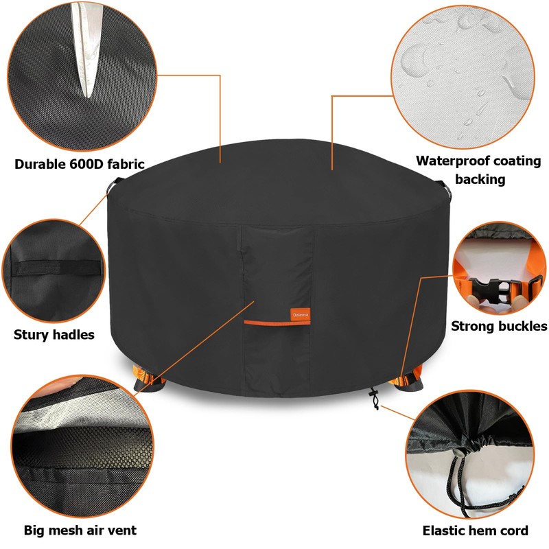 Fire Pit Cover,Outdoor Heavy Duty 600D 100% Waterproof Fire Pit