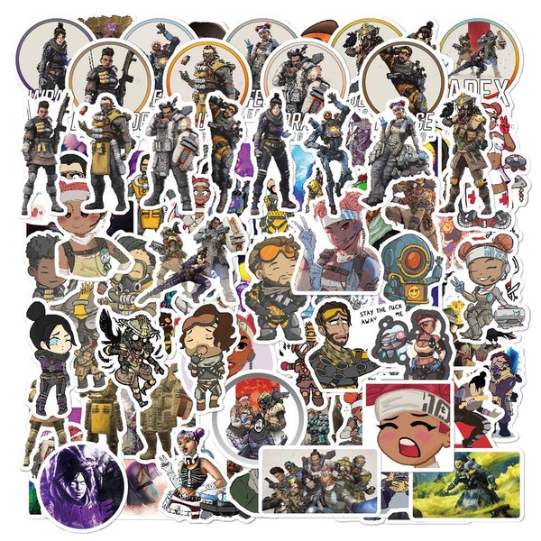 APEX Apex Legends 100 Stickers, Cute Stickers, Waterproof, Set Suitcase Stickers, Favorite Suitcase, Gift, 2022, Waterproof, Suitable for Suitcases, Motorcycles, Helmets, Birthday Gift, Moe Goods (100 Pieces)