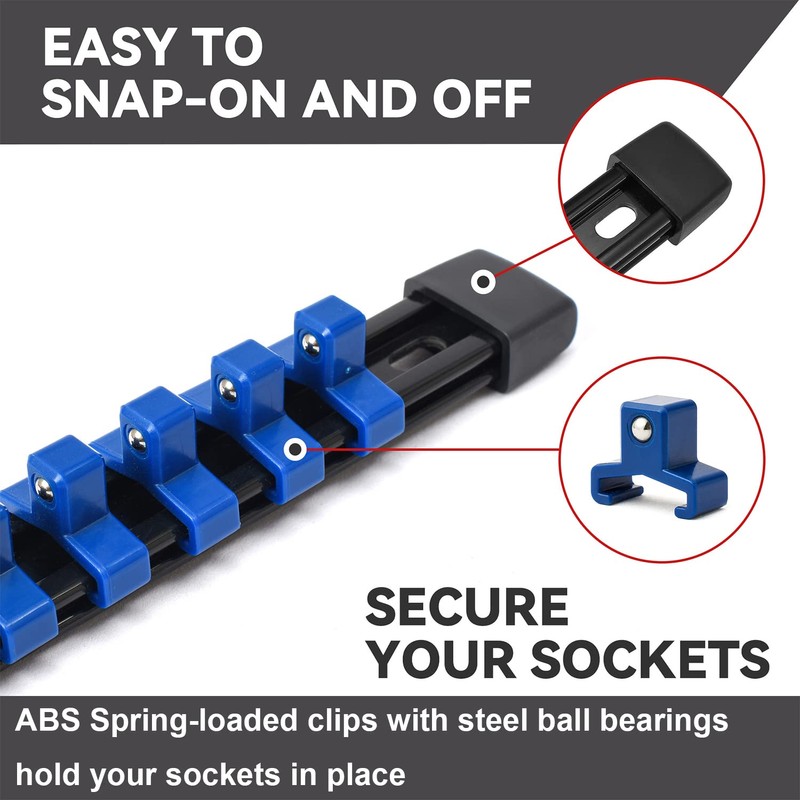 ALOANES 9 PC ABS Socket Organizer, 1/2 inch, 3/8 inch