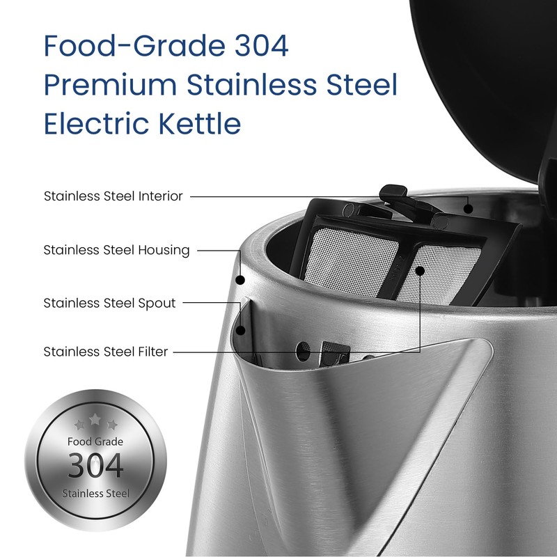 COMFEE' Stainless Steel Electric Kettle, 1.7 Liter Tea Kettle Electric