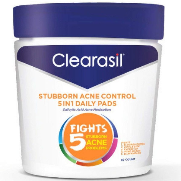 Clearasil Stubborn Acne Control 5-in-1 Daily Pads with Salicylic Acid