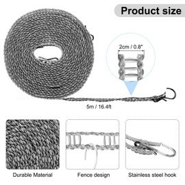 uxcell Windproof Clothesline, 5M 16.4ft Plastic Non-Slip Clothes Drying Rope with 12 Clips, Portable Washing Line for Outdoor Camping Traveling, Grey