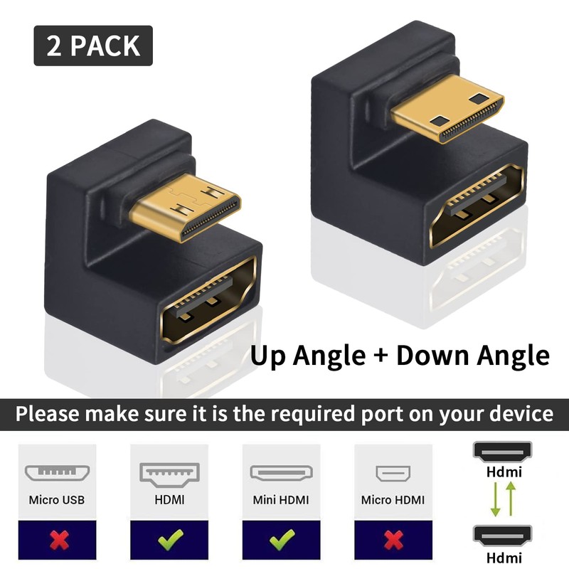 Poyiccot 180 Degree Angled Mini HDMI to HDMI Adapter, 8K
