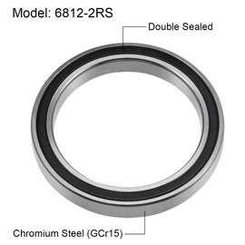 sourcing map 6812-2RS Deep Groove Ball Bearings Z2 60mm x 78mm x 10mm Double Sealed Chrome Steel 2pcs