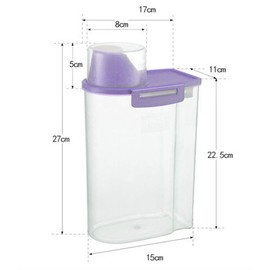 Pet Food Storage Container with Measuring Cup, Pour Spout and Seal Buckles Food Dispenser for Dogs Cats (Purple)