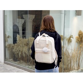 Makukke School Backpack for Women - Water Resistant College Bookbag with 15-Inch Laptop Sleeve Daypack for Travel School Work,Pink