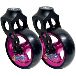 Wheelchair Front Caster Fork with 4x1.40 Easy Roll Wheel (Pink Rim/Black Fork)