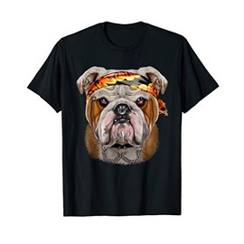 Grumpy English Bulldog in Punk Rock Style T-Shirt