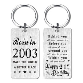 Gezxin Happy 21st Birthday Gifts for Women Men- 21 Year Yr Old Birthday Keyring for Him Her Male Female- Sweet 2003 21th Twenty First Birthday Bday Presents for Boy Girl
