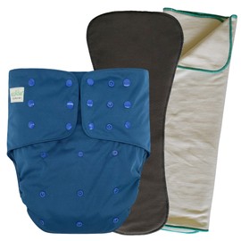 Adult's Cloth Diaper Cover 2.0 - Incontinence Protective Briefs with Insert and Prefold for Special Needs Teens, Men and Women (Medium, Navy Blue)