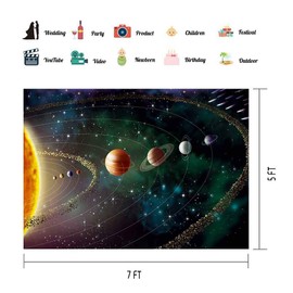 EOA 7x5ft Solar System Photography Backdrop Planet Rotation Cosmic Galaxy Background Themed Party YouTube Backdrops Photo Booth Studio Props