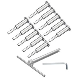 sourcing map 10 Pack Invisible Cable Railing Kit, T316 Stainless Steel 1/8" Swage Tensioner, Terminal Hidden for 2"x2" Wood/Metal Deck Post, Cable Railing