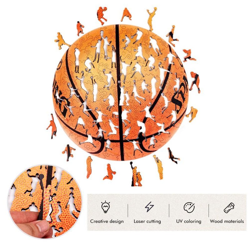 203 Pieces Irregular Basketball Shape Puzzle Wooden Toys Wooden Jigsaw