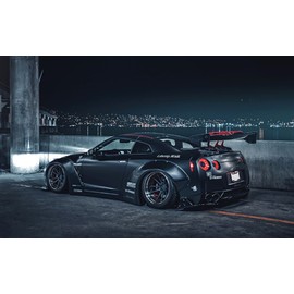 Painting Style Wallpaper Poster (Removable Sticker) Nissan GT-R R35 Liberty Walk Nissan Caracro NR35-031W1 (Wide Edition, 36.2 x 22.6 inches (921 x 576 mm), Architectural Wallpaper + Weather Resistant