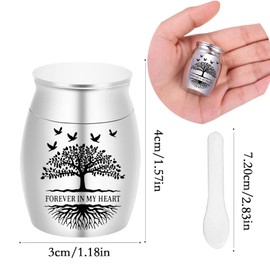 4-Piece Set Color Small Keepsake Urn for Human Ashes - Forever in My Heart Tree of Life Cremation Urns - Memorial Holder for Human/Pet Remains (4-Piece Set)