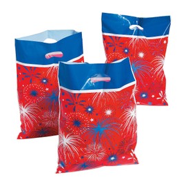 Patriotic Fireworks Goody Treat Bags - Bulk set of 50 - USA and Fourth of July Party Supplies