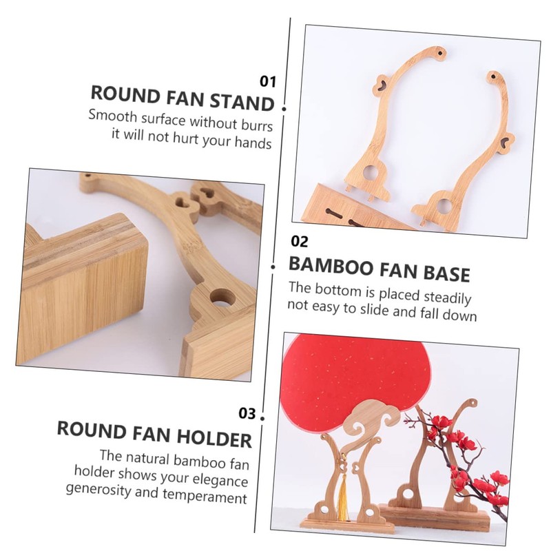 KONTONTY Round Fan Stand Traditional Chinese Style Fan Rack Easy