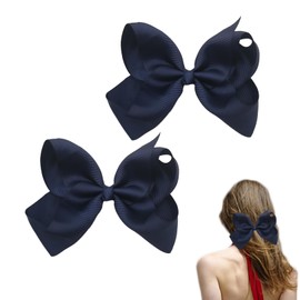 2Pcs Bow Hair Clip,Hair Bows for Women,Big Bow Hairpin Ribbon Hair Bow Clips Hair Pins Ponytail Holder Large Bow Hair Barrette for Women,Hair Accessories for Girl Christmas Birthday Gifts,Navy Blue