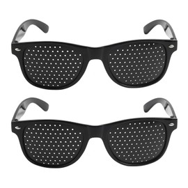 Riybyds 2 Stück Schwarzer Brille Lochbrille, Rasterbrille Lochbrille, Unisex Rasterbrillen zur Entspannung, Leichte Pinhole-Brillen Faltbaren Bügeln, Reduziert Augenmüdigkeit