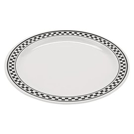 G.E.T. 12" Heavy-Duty Wide Rim Melamine Plastic Dinner Plate (Set of 12)