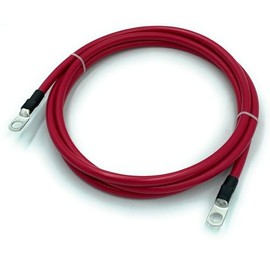 6 Gauge Marine Grade Battery Cables, USCG and ABYC Approved, 1-15ft Lengths, Heavy Duty Tinned Lugs, Fully Assembled and Made in The USA (Red,1.5ft,5/16 Lugs)