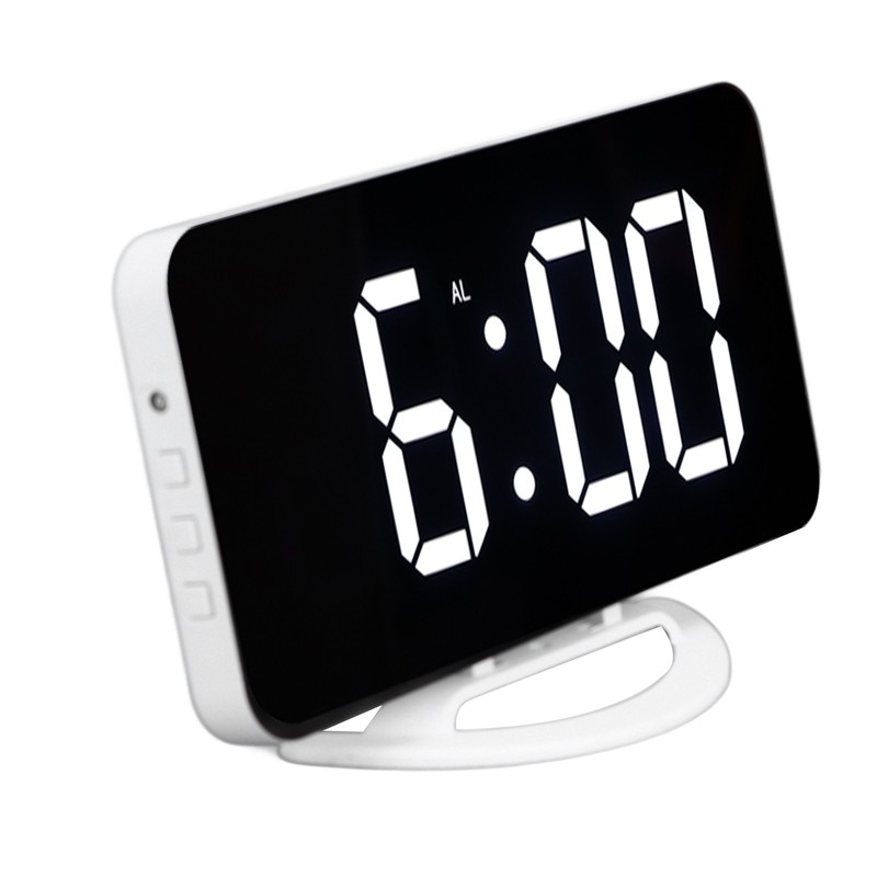 LED Digital Alarm Clock USB Charging Mirror Clock with 4