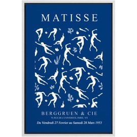SIGNLEADER Framed Canvas Print Wall Art Blue Nude Dancers by Henri Matisse Classic Vintage Illustrations Fine Art Decorative Retro Multicolor Boho for Living Room, Bedroom, Office - 24"x36" White