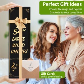 54" Large Wind Chimes for Outside Deep Tone - Gift Box Packaged, Soothing Windchimes Outdoors with 6 Thickened Aluminum Tubes for Garden Decor, Gifts for Parents, Friends and Loved Ones (Black)