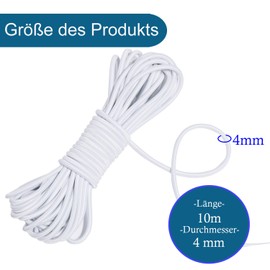 JunGG Rubber Rope Expander Rope 4 mm 10 m - Tarpaulin Rope Tension Rope Rubber Line for Trailer Tarpaulin Tarpaulin Tents Net Banner (White, 4 mm x 10 m)