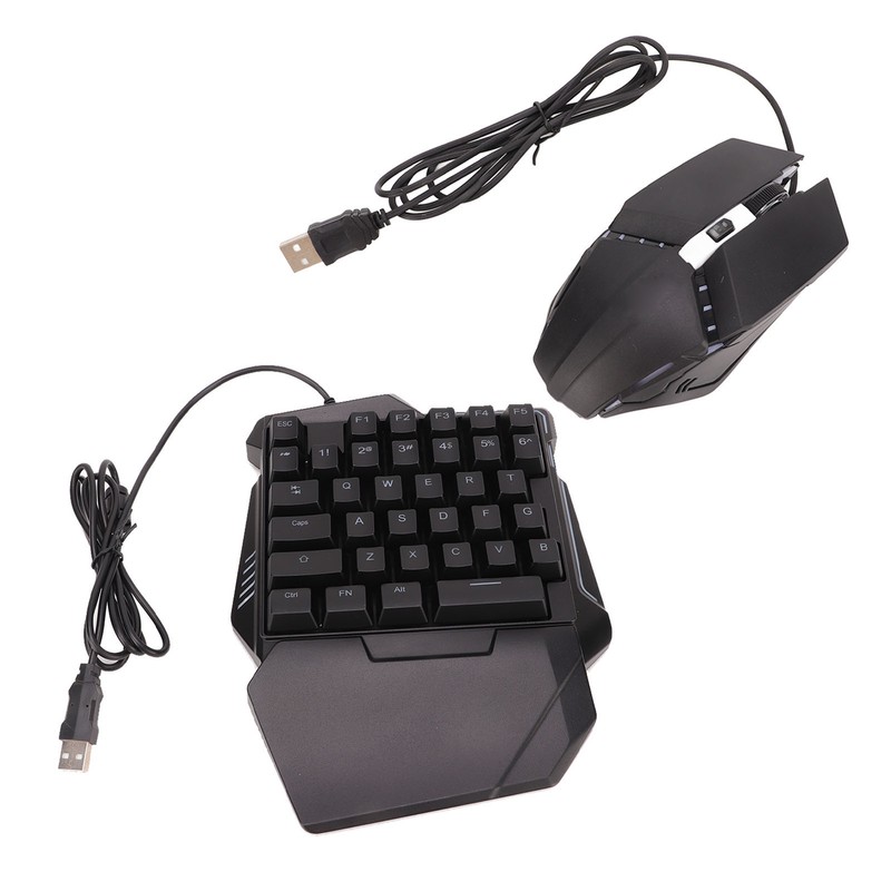 One Handed Keyboard Mouse Set Wired 35 Keys RGB Backlight
