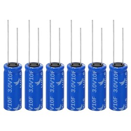 PATIKIL 6 unidades de supercondensador de 3 V 10 F, 0.39 x 0.39 x 0.98 pulgadas, supercondensadores de aluminio, tipo bobinado de almacenamiento de energía para almacenamiento de energía de reserva a