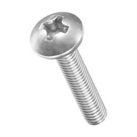 METALLIXITY Machine Screws Phillips Head(M3-0.5x16) 30Pcs, 304 Stainless Steel Round Head Phillips Drive Furniture Bolts - for Woodworking & Furniture Assembly, Silver