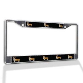 Fastasticdeals Metal Insert License Plate Frame Pembroke Welsh Corgi Dog B Weatherproof Car Accessories Chrome 2 Holes Solid Insert