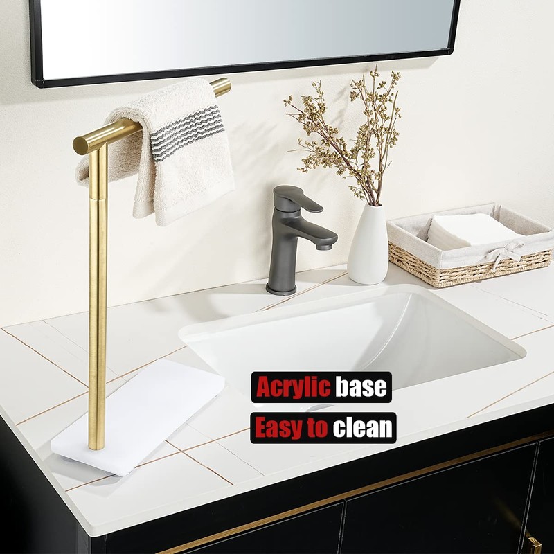 JQK Hand Towel Holder Stand Brushed Gold, Modern Tree Rack
