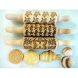 Holiday Rolling Pin Set of 3 Children's Rolling Pins for Homemade Pastries Holiday Holiday Rolling Pin Engraved Rolling Pin with Pattern Engraved Rolling Pin