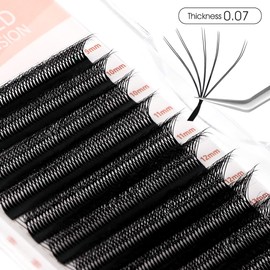 Natuhana Eyelash Extensions, 0.07 C Curl, 8-12 mm Volume, WW-Shaped, Natural Eyelash Extension, Self-Fanning Eyelashes, Easy Fan Lashes, Professional Accessory for Lash Techs (D5D, 0.07C, 8-12 Mix)
