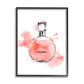 Stupell Industries Pink Fashion Watercolor Cosmetic Perfume Bottle Designer Glam, Designed by Ziwei Li Black Framed Wall Art, 16 x 20, White