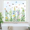 Tanlaby Spring Summer Flower Window Stickers Floral Grass Wildflower Window