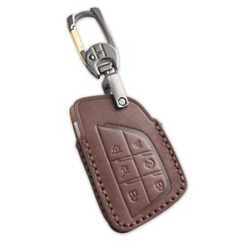 Hontumax 6-Button Leather Key Fob Cover for Chevy Tahoe Colorado Silverado Suburban Equinox Traverse, for GMC Yukon Sierra Acadia Canyon Terrain, for Buick Envision Enclave 2025, Brown