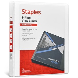 STAPLES Standard New Window 2 Pocket 1in Binder