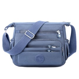 JoyFusion Tote Bag, Shoulder Bag, Business Bag, Large Capacity, Handbag, Women's, Men's, Nylon, Multi-Pockets, 2-Way, Commuting, Lightweight, Compatible with PET Bottles, Compact, blue (pale)