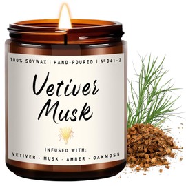 Scented Candle for Home | Vetiver Musk Candle | Aromatherapy Candles- Soy Candles for Home Scented, Gifts for Women Men, Vetiver Fragrance -7oz, Single-Wick Made with Soy Wax