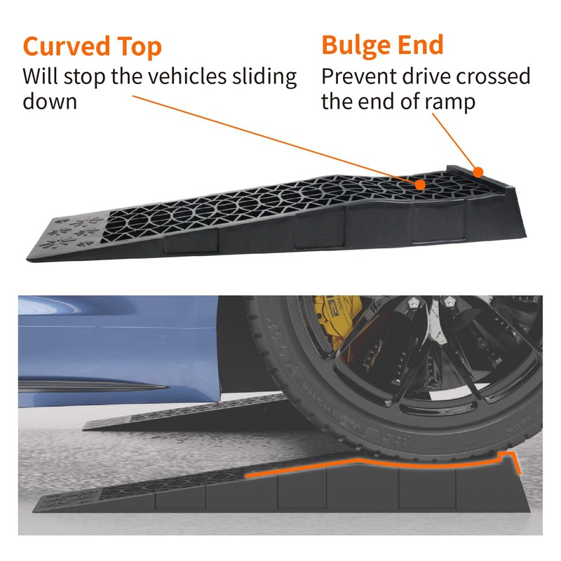 OULEME Low Profile Car Service Ramp with Anti-Slip Pads, 2-1/2"
