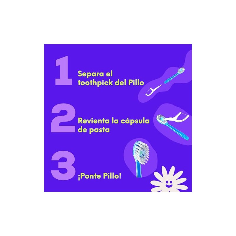 Pillo Cepillo de Dientes Mini desechable con pasta integrada -