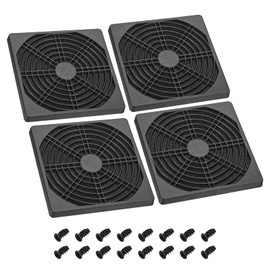 PATIKIL 120mm Cooling Fan Filter with Screw, 4 Pack ABS Ventilator Grill Protector Guard for Fan Protective Cover DIY, Black