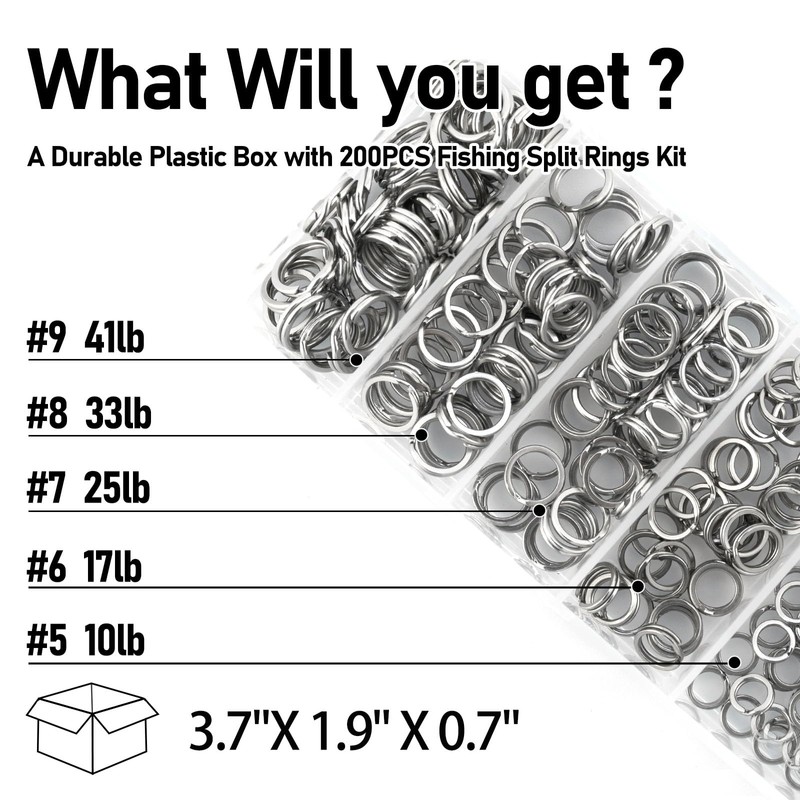 Alwonder 200-Pack Fishing Split Rings with Box, Stainless Steel Lure