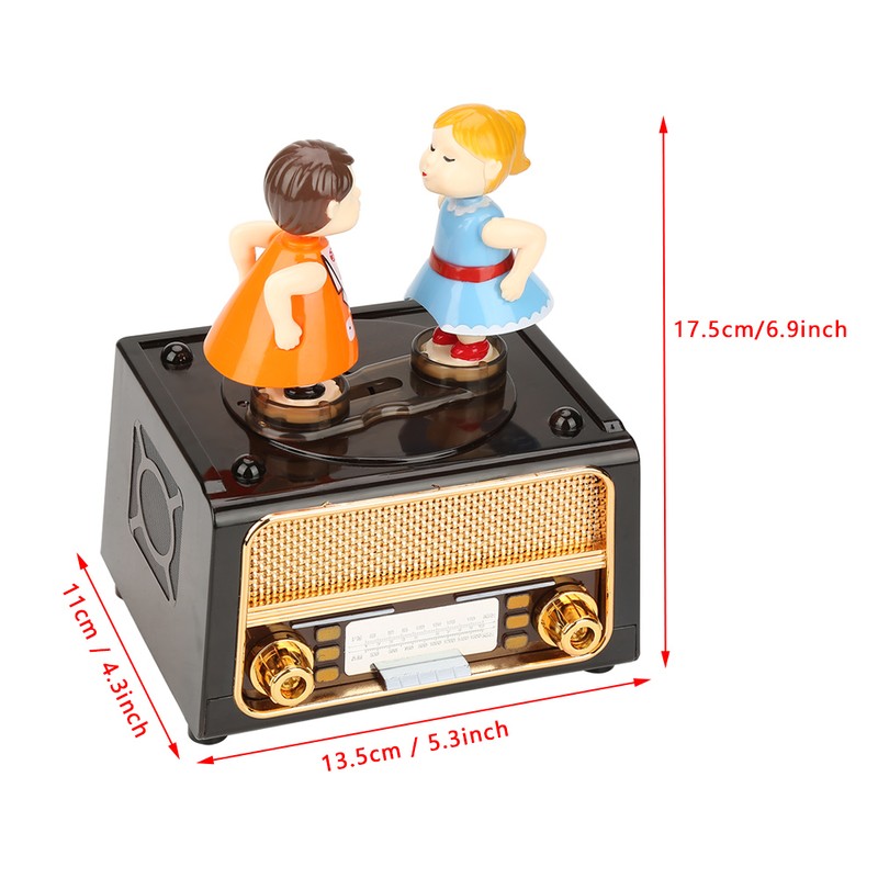 Retro Radio Shape with Lovely Dolls Storage Music Box Wedding