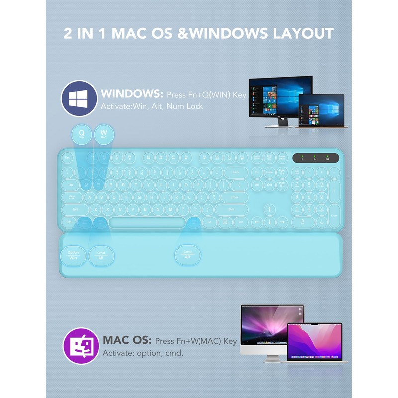 Wireless Keyboard and Mouse Backlit - Typewriter Keyboard with Retro