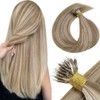 LaaVoo Nano Hair Extensions Real Human Hair Light Brown and